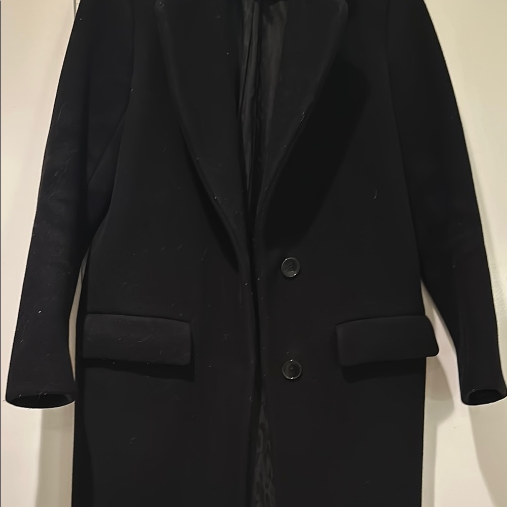 Sandro Black Long Wool Coat - Picture 2 of 5
